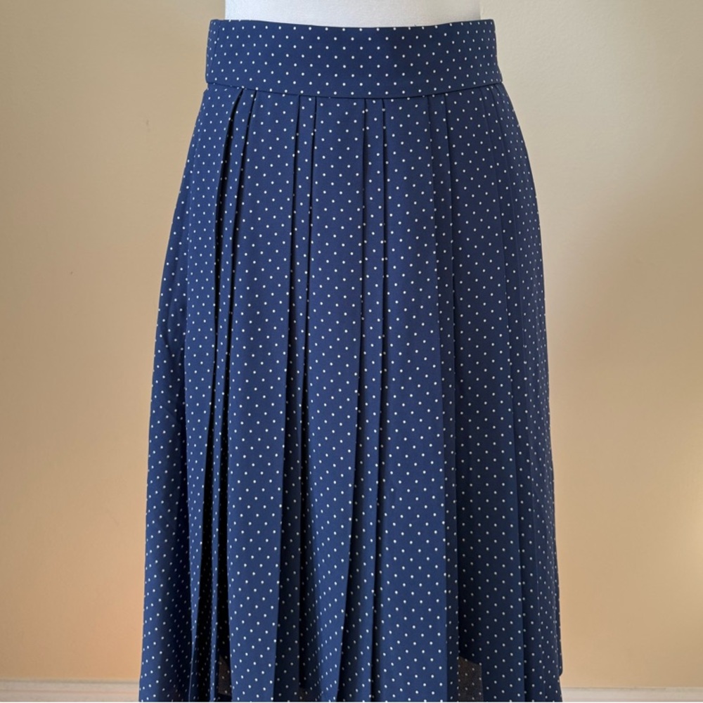 Polka Dot Pleated Navy Skirt